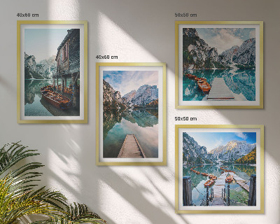 Galleria a parete Lago montagne barche di legno