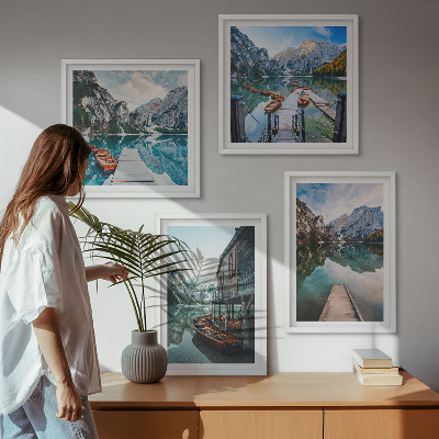 Galleria a parete Lago montagne barche di legno