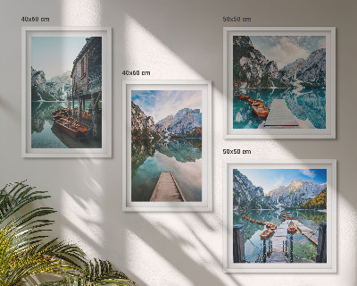 Galleria a parete Lago montagne barche di legno