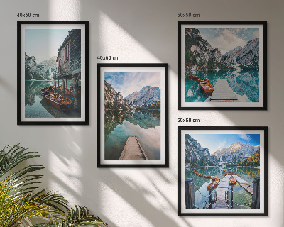 Galleria a parete Lago montagne barche di legno