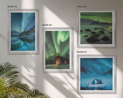 Galleria a parete Paesaggi invernali, aurora boreale, montagne