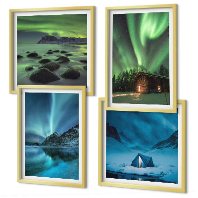 Galleria a parete Paesaggi invernali, aurora boreale, montagne