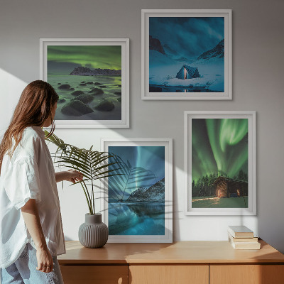 Galleria a parete Paesaggi invernali, aurora boreale, montagne