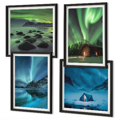 Galleria a parete Paesaggi invernali, aurora boreale, montagne