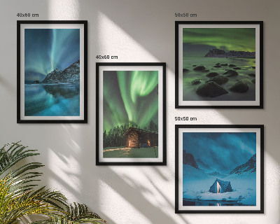 Galleria a parete Paesaggi invernali, aurora boreale, montagne