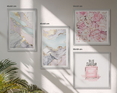 Galleria a parete Fiori rosa marmo pastello