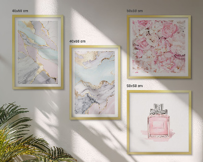 Galleria a parete Fiori rosa marmo pastello