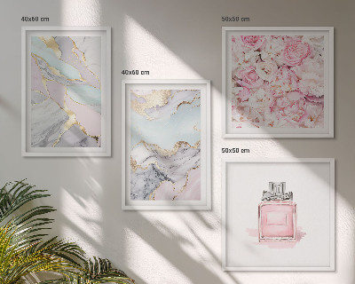 Galleria a parete Fiori rosa marmo pastello