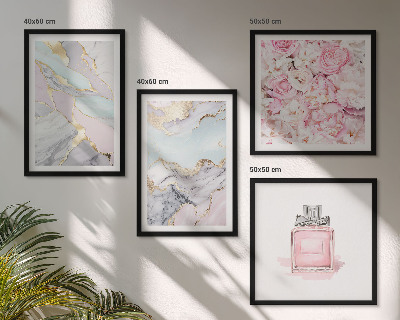 Galleria a parete Fiori rosa marmo pastello