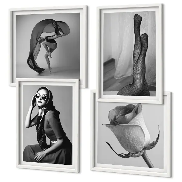 Galleria a parete ritratti eleganti di donne chic