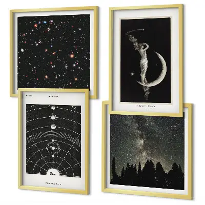 Composizione di 4 quadri raffigurante la galassia del sistema solare