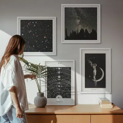 Composizione di 4 quadri raffigurante la galassia del sistema solare