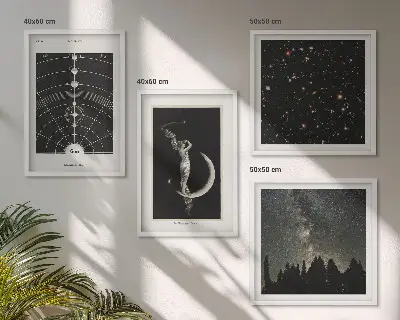 Composizione di 4 quadri raffigurante la galassia del sistema solare
