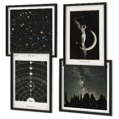 Composizione di 4 quadri raffigurante la galassia del sistema solare