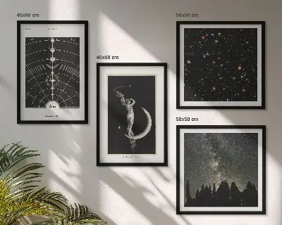 Composizione di 4 quadri raffigurante la galassia del sistema solare