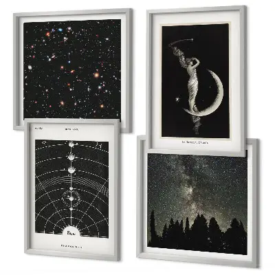 Composizione di 4 quadri raffigurante la galassia del sistema solare