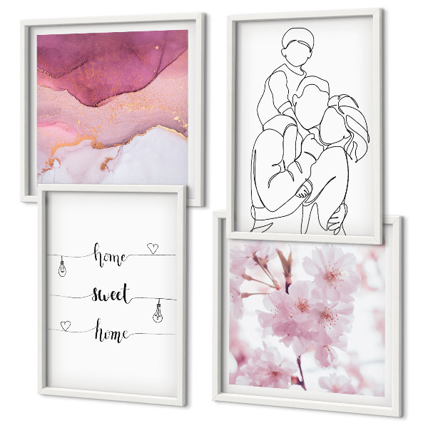 Composizione di 4 quadri Fiori famiglia minimalista