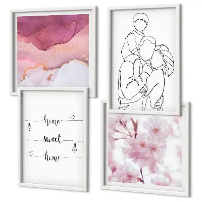 Set di 4 quadri fiori stile minimalista