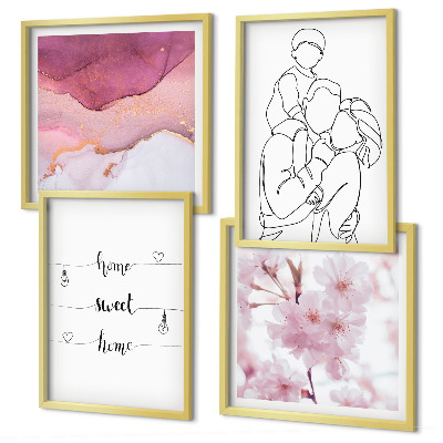 Composizione di 4 quadri Fiori famiglia minimalista