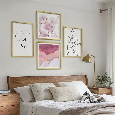 Set di 4 quadri fiori stile minimalista