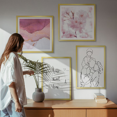 Composizione di 4 quadri Fiori famiglia minimalista