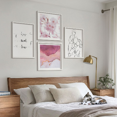 Composizione di 4 quadri Fiori famiglia minimalista
