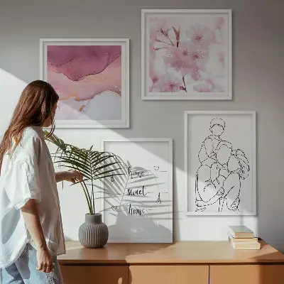Set di 4 quadri fiori stile minimalista