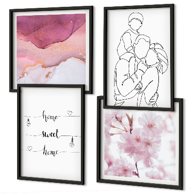 Composizione di 4 quadri Fiori famiglia minimalista