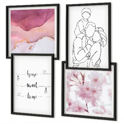 Set di 4 quadri fiori stile minimalista