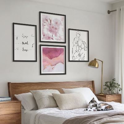 Composizione di 4 quadri Fiori famiglia minimalista