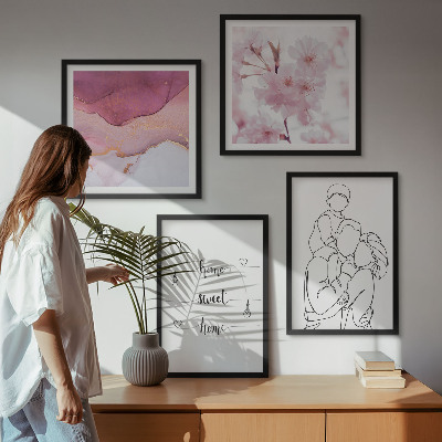 Composizione di 4 quadri Fiori famiglia minimalista