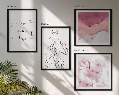 Set di 4 quadri fiori stile minimalista