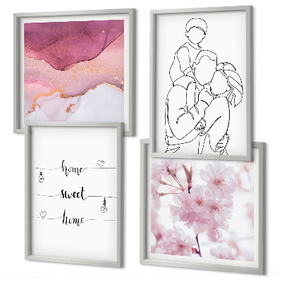 Composizione di 4 quadri Fiori famiglia minimalista
