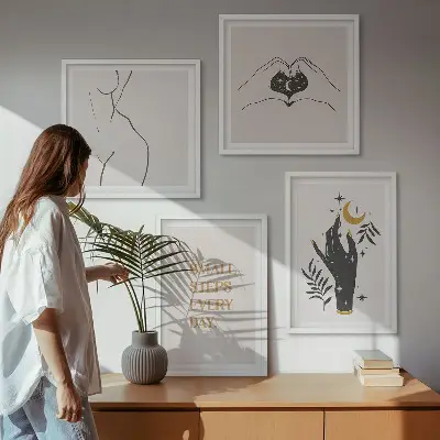 Illustrazioni minimaliste in stile boho da appendere alla parete