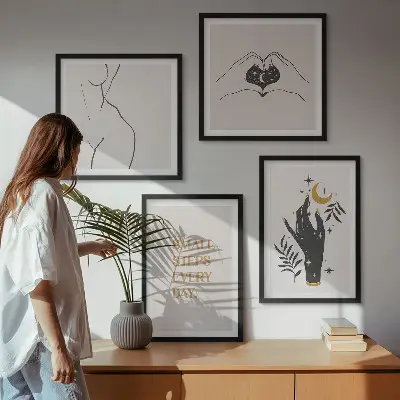 Illustrazioni minimaliste in stile boho da appendere alla parete