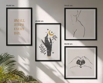 Illustrazioni minimaliste in stile boho da appendere alla parete