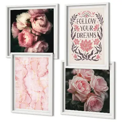 Polittico con cornice Sogni di marmo decorazione con rose vintage