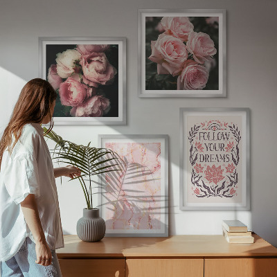 Polittico con cornice Sogni di marmo con rose vintage