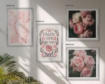 Polittico con cornice Sogni di marmo decorazione con rose vintage