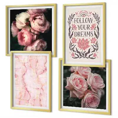 Polittico con cornice Sogni di marmo decorazione con rose vintage