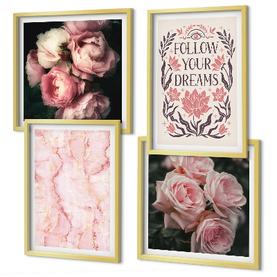 Polittico con cornice Sogni di marmo con rose vintage