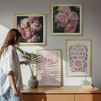 Polittico con cornice Sogni di marmo con rose vintage
