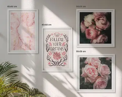 Polittico con cornice Sogni di marmo decorazione con rose vintage
