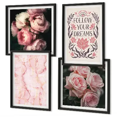 Polittico con cornice Sogni di marmo decorazione con rose vintage