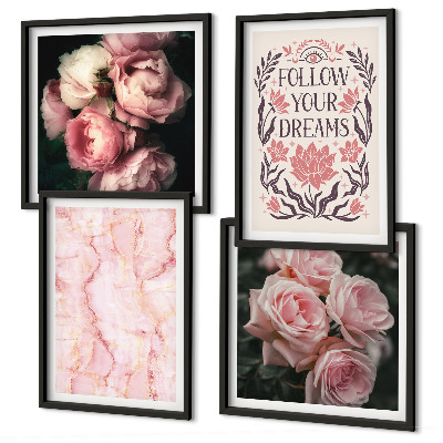 Polittico con cornice Sogni di marmo con rose vintage