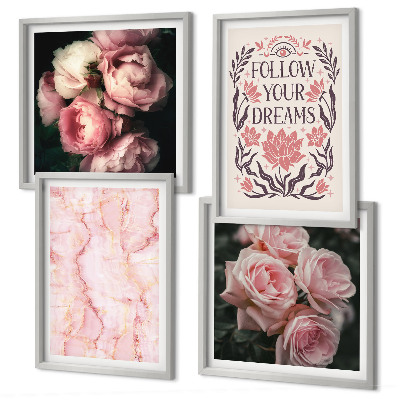 Polittico con cornice Sogni di marmo con rose vintage