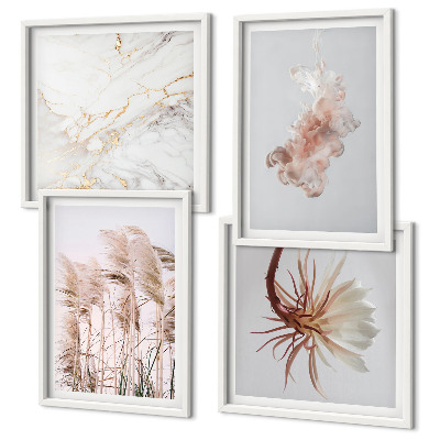 Polittico con cornice Eleganti fiori d'erba in marmo