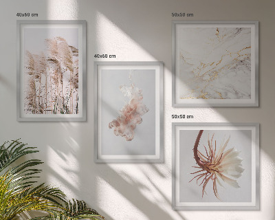 Polittico con cornice Eleganti fiori d'erba in marmo