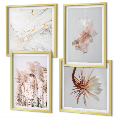 Polittico con cornice Eleganti fiori d'erba in marmo