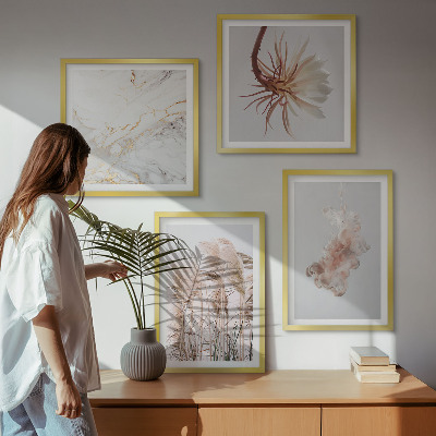 Polittico con cornice Eleganti fiori d'erba in marmo